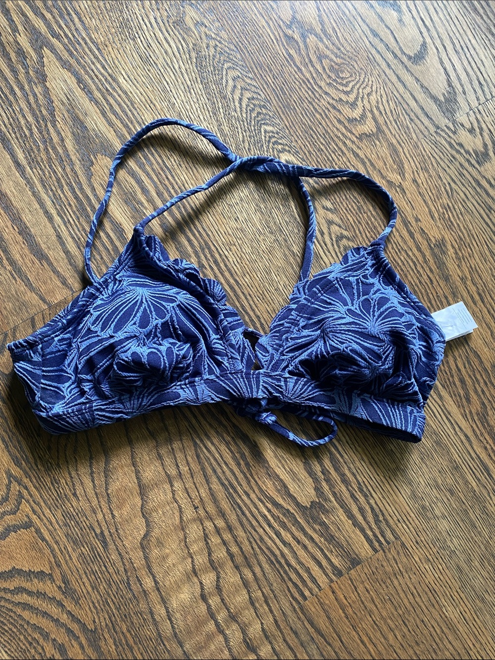 Navy Floral Bikini Top